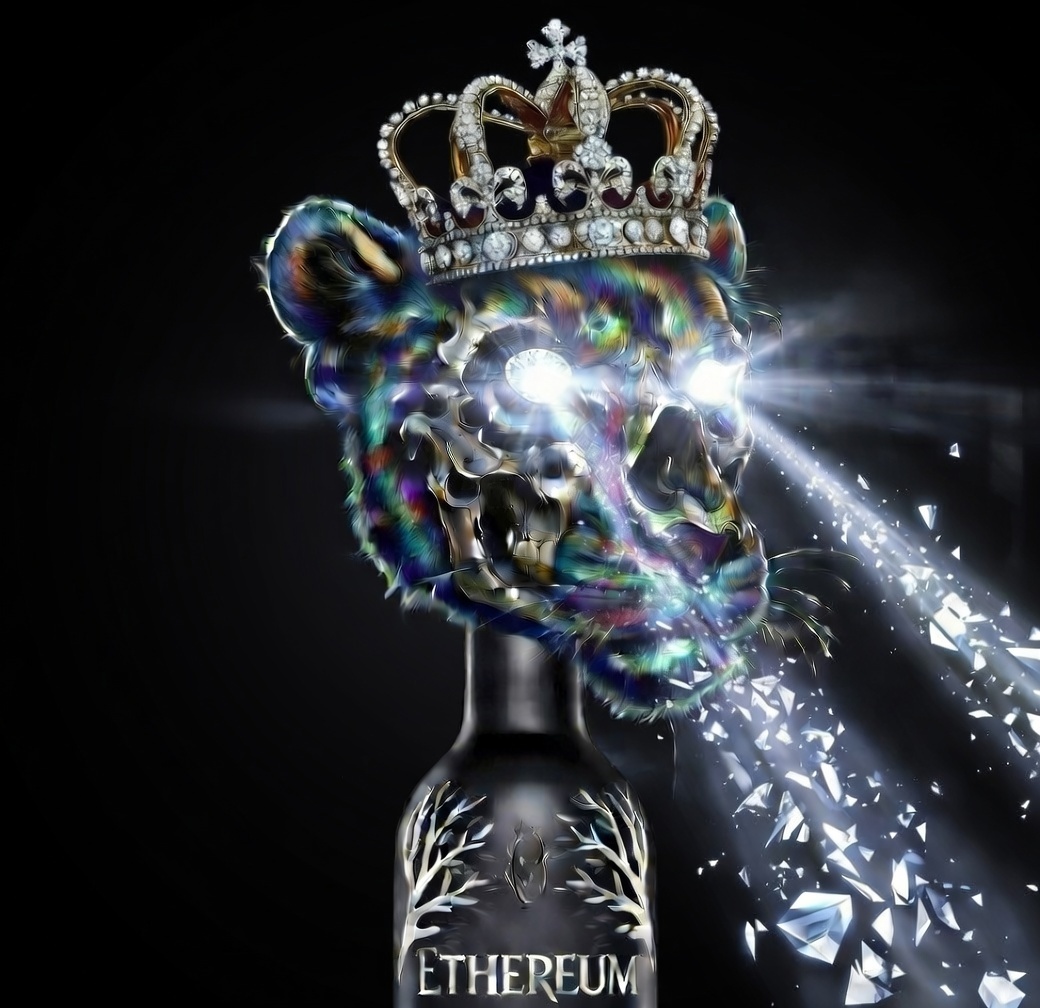 Ethereum Diamond Crown Panther — a crowned panther with glowing diamond eyes